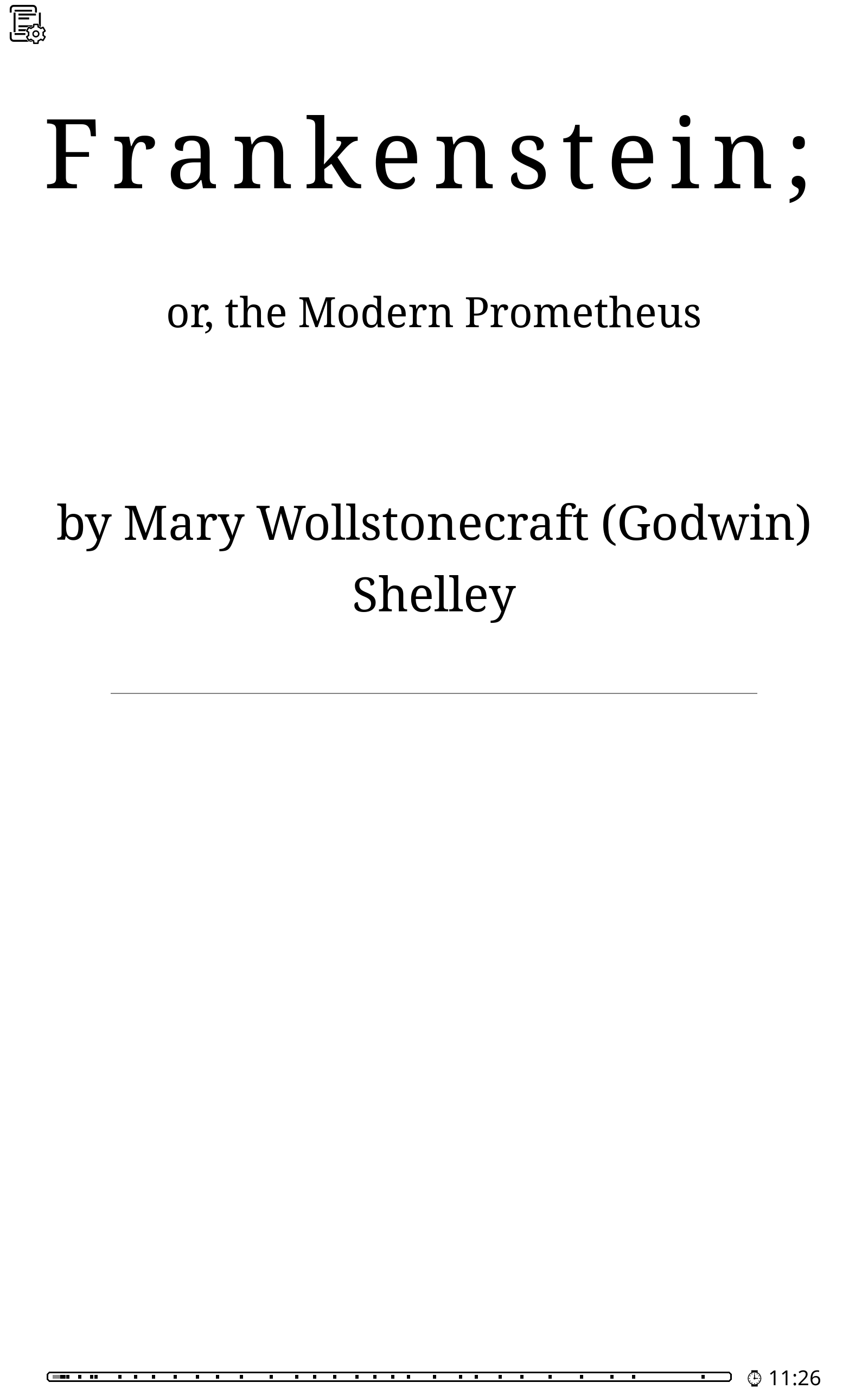Screenshot KOReader Reading Frankenstein
